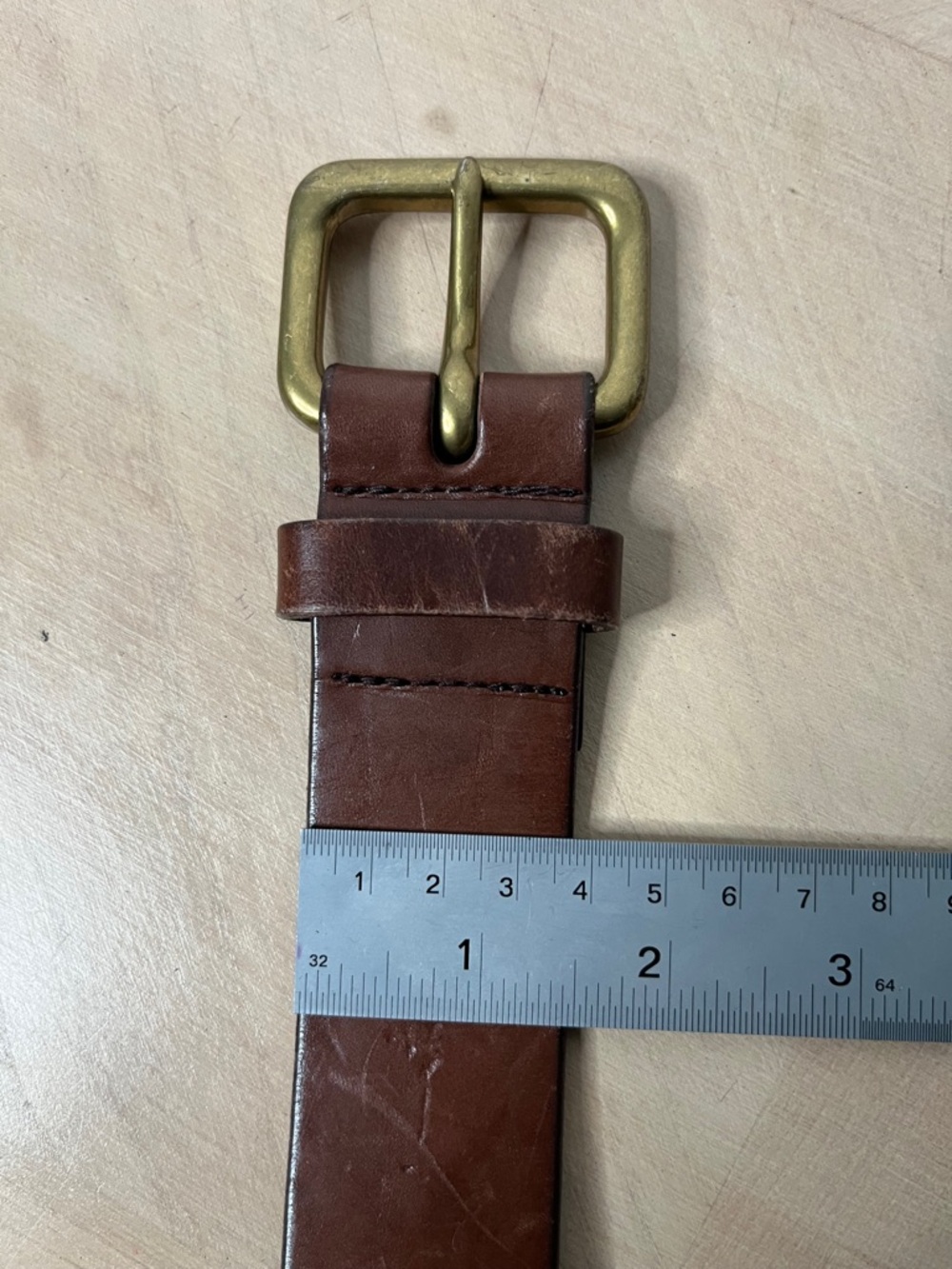 Express Women's Brown Italian Leather Belt with Brass Buckle Size @ - Picture 5 of 5
